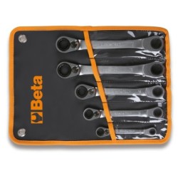 Jeu de 5 clés 12 pans coudées à 15° à cliquet réversible (art. 195P) en trousse